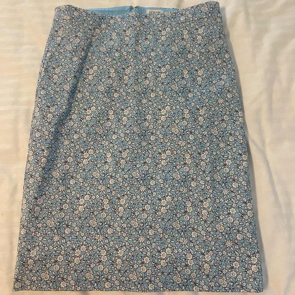 J. Crew Blue Floral Pencil Skirt -NWT